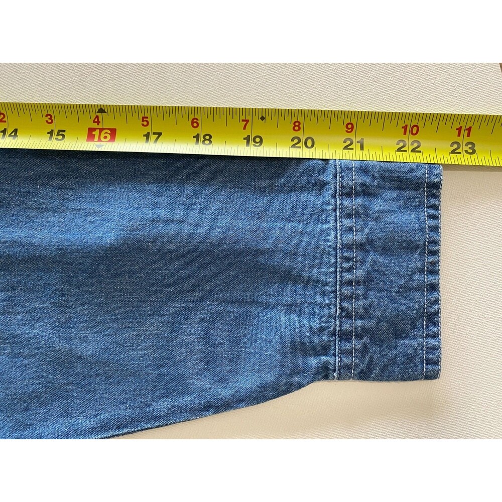 Quizz Again NY Women's Long Sleeve Shirt L Velvet Collar Embroider Bear Denim‎ - Picture 9 of 9